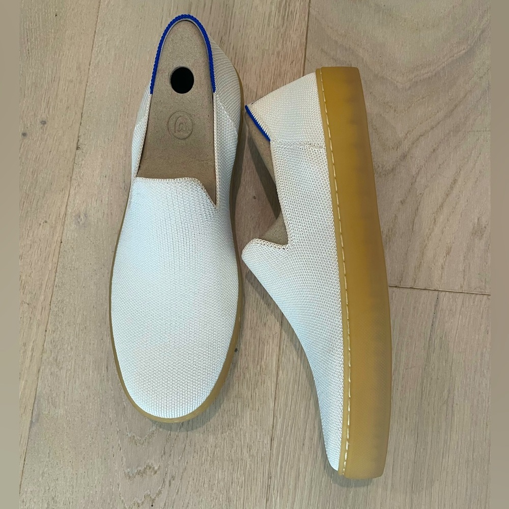 Rothy's White and Blue Slip-On Sneakers